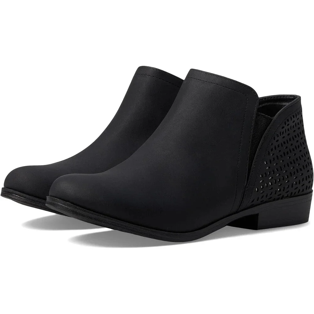 Mia Gilli Boots Girls 2 Black Side Zip Round Toe Perforated Bootie HAWK1956